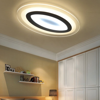 Oval Ultrathin Bedroom Ceiling Lighting Acrylic Minimalist LED Flush Mount in Warm/White Light, 23