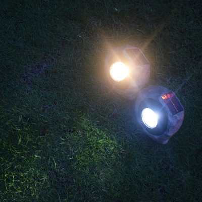 Rock Shaped Resin Lawn Lamp Modern Brown LED Solar Landscape Spotlight for Garden