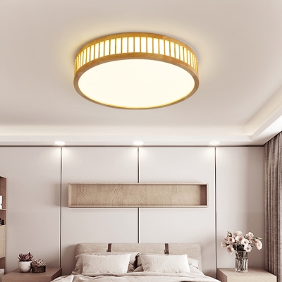Round/Square Bedroom LED Ceiling Fixture Acrylic Nordic Style Flush Mount Light in Natural/3 Color Light, 12
