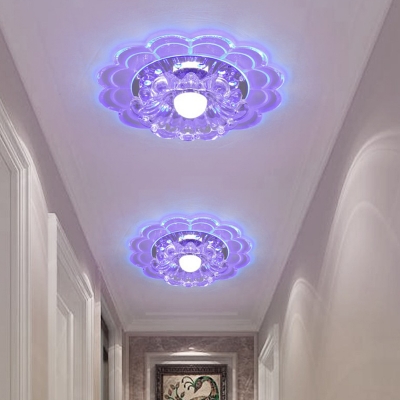Scalloped Aisle Ceiling Mount Light Clear Crystal Modern LED Flush Lamp in Warm/White/Multi-Color Light, 3/5w