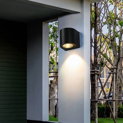 Simplicity LED Wall Lamp Black Pipe Shaped Outdoor Wall Mount with Metal Shade in Warm/White Light