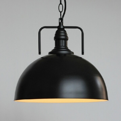 Single-Bulb Pendant Light Fixture Retro Bowl Metal Pendulum Light with Swivel Joint in Black/White/Rust