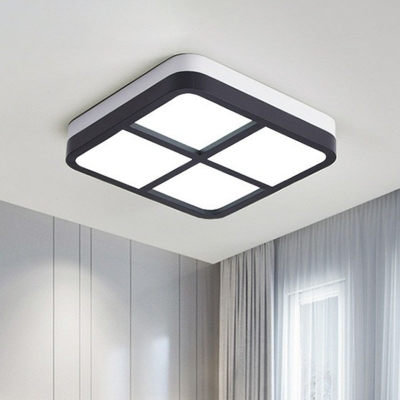 Square/Rectangle Spliced LED Flush Light Nordic Black and White Ceiling Mount Lighting for Living Room