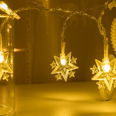 Star/Moon Plastic String Lighting Decorative 10-Head Plastic LED Battery Christmas Lamp in Warm/White/Multicolored Light, 4.9ft