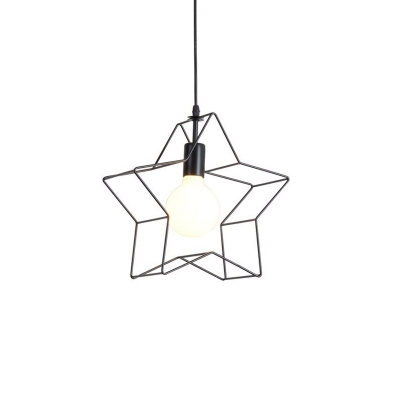 Star Shaped Bedside Pendulum Light Nordic Iron 1 Head Black Ceiling Pendant Lamp