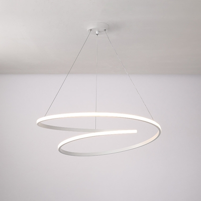 White Curved Pendant Light Fixture Simple Style Acrylic LED Ceiling Hang Lamp over Dining Table
