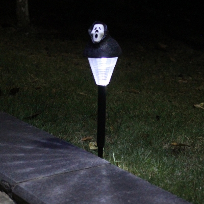 1-Piece Ghost Solar Ground Light Contemporary Plastic Courtyard LED Pathway Lamp in Black/White/Yellow