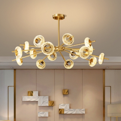 8/12/16-Light Suspension Pendant Postmodernist Circular Crystal Hanging Chandelier in Brass