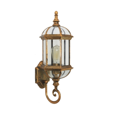 Birdcage Garden Sconce Light Country Style Clear Glass 1-Bulb Black/Bronze Outdoor Wall Mount
