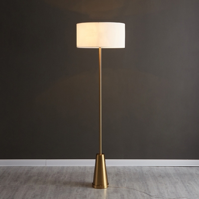Black/Gold 1 Bulb Floor Lighting Minimalism Fabric Round Standing Lamp for Living Room