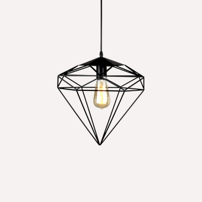 Black/Gold 1 Head Drop Pendant Industrial Iron Diamond Ceiling Suspension Lamp over Table