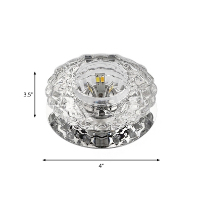 Corridor LED Flush Mounted Lamp Simple Chrome Ceiling Fixture with Floral Crystal Shade in Warm/White/Multi-Color Light