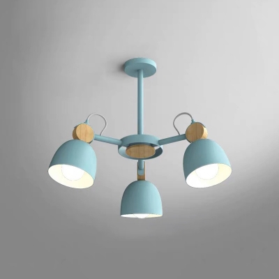 Grey/Blue/Light Brown Dome Chandelier Macaron 3/6-Light Metal Hanging Light Fixture with Adjustable Joint
