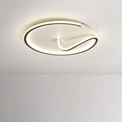Minimal LED Flush Mount Ceiling Light Black-White Line Art Round/Square/Rectangle Flushmount with Acrylic Shade, Warm/White/3 Color Light