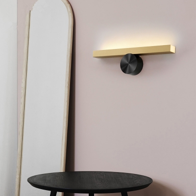 Minimalism LED Wall Sconce Gold Rectangular Bar Flush Mount Wall Light with Metal Shade