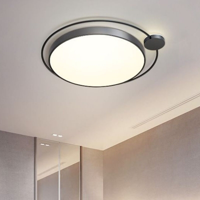 Nordic Orbit Flush-Mount Light Acrylic Bedroom LED Ceiling Light Fixture in Black