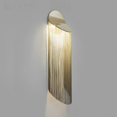 Postmodern Fringe Flush Wall Sconce Aluminum Bedroom LED Wall Lamp Fixture in Gold