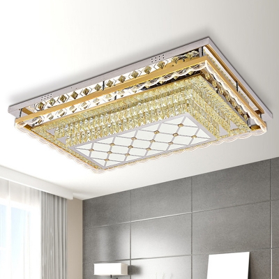 Rectangular Tier Flush Ceiling Light Modern Style Crystal Clear LED Flush Mounted Lamp for Living Room
