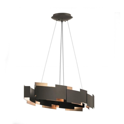 Round Splicing Pendant Chandelier Postmodern Metal 6/8-Light Living Room Drop Lamp in Black, 23.5
