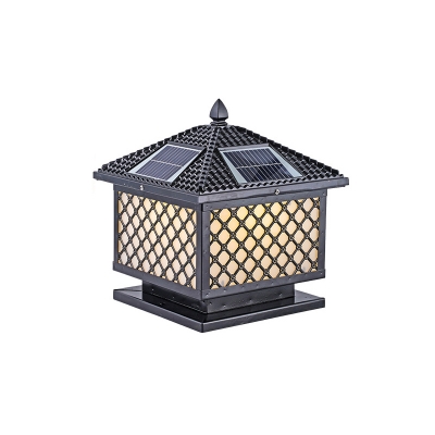 Rustic Trellis Cage Solar Post Light Fixture 10