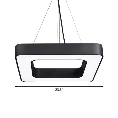 Small/Medium/Large Square Pendant Light Minimalist Acrylic Black LED Hanging Lamp for Restaurant