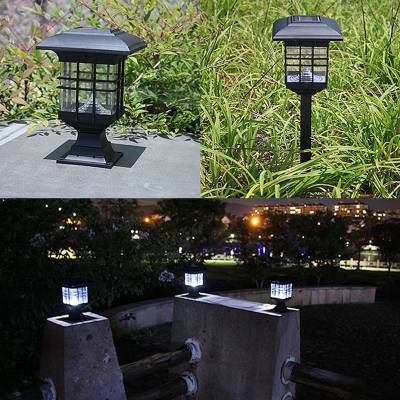 Solar Lantern Ground Lighting Retro Acrylic Black LED Pathway Lamp in Warm/White Light, Pack of 1 Pc