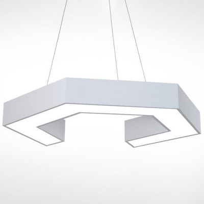Square C Shaped Hanging Light Simplicity Acrylic Living Room LED Pendant Lighting in Black/White, 16