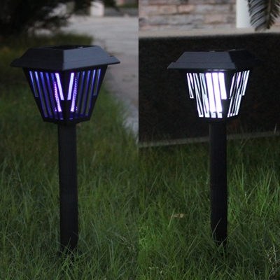 Vintage Tapered Solar Stake Light ABS Garden Anti-Mosquito LED Ground Lamp in Black, 1 Pc