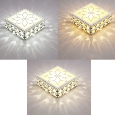 White/Gold Square Ceiling Lighting Simplicity 3/5/12w LED Crystal Flush Mounted Light in Warm/White Light/Third Gear