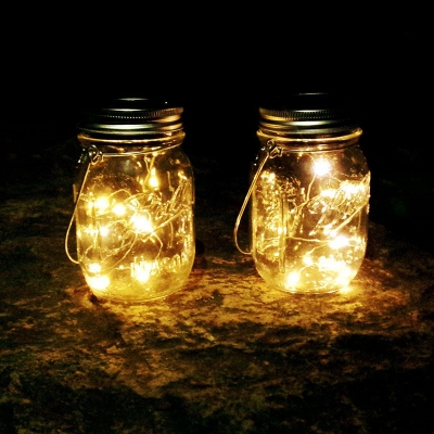 6 Pcs Decorative Mason Jar Lid Pendant Metal Outdoor LED Solar String Light in Clear, Warm/White/Multicolored Light