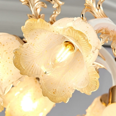 Antique Blossom Chandelier Lamp 6/8/12 Lights Frost Glass Pendant Light Fixture in White
