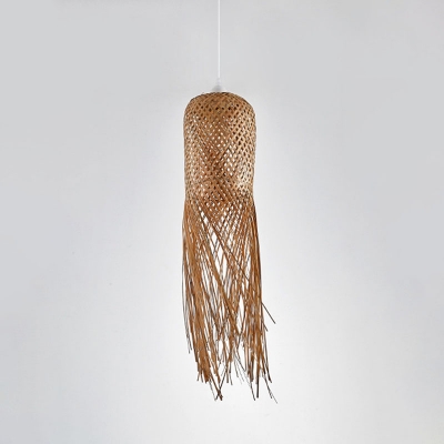 Bamboo Bell Hanging Light Chinese 1 Head Wood Small/Medium/Large Ceiling Pendant with Tassel Fringe