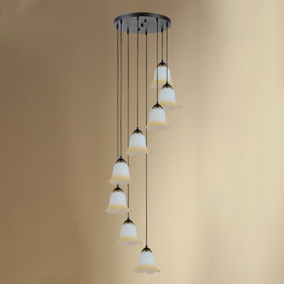 Bellflower Hanging Pendant Modern Frosted Glass 3/6/8 Lights Loft 