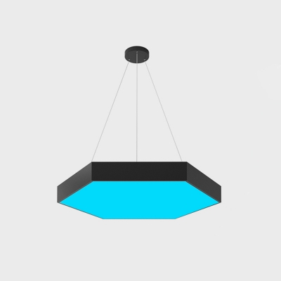 Black Hexagon Pendant Light Fixture Simple Metal LED Ceiling Suspension Lamp with Acrylic Diffuser