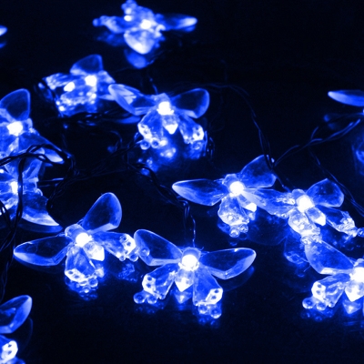 Butterfly Outdoor Solar String Lamp Plastic 13.1ft 20-Bulb Cartoon Festive Light in Black, Multicolored Light