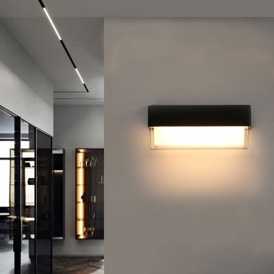 Creative Modern LED Sconce Light Matte Black Oblong/Rectangle/Beveled Wall Mounted Lamp with Acrylic Shade for Patio