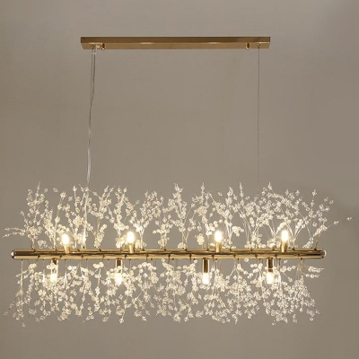 Crystal Dandelion Pendant Chandelier Stylish Modern 8/9/12 Bulbs Gold Hanging Lamp for Dining Room