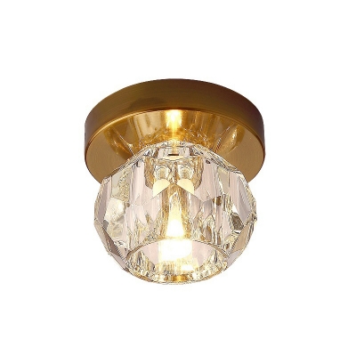 Cut Crystal Ball Mini Ceiling Flush Mount Modern Integrated LED Flushmount Lighting in Black/Gold/Chrome