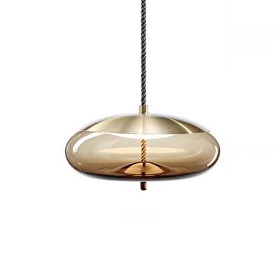 Globe/Spheroid/Oblate Pendulum Light Simple Amber Glass Single Dining Room Suspension Pendant Light