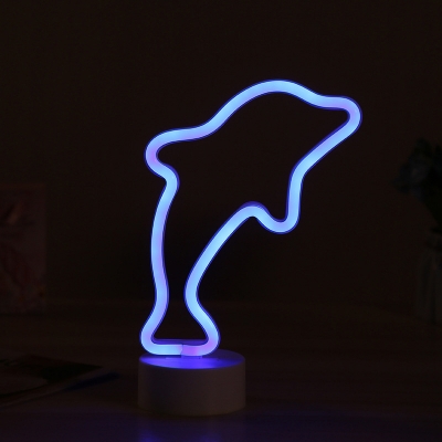 Kid LED Mini Night Light White Ice Cream/Dolphin Shaped Battery Table Lamp with Acrylic Shade