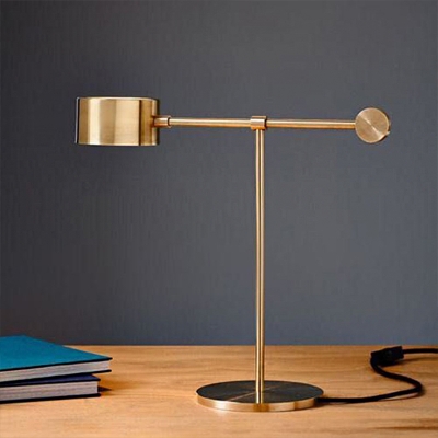 Lever Office Task Light Metal 1 Bulb Post-Modern Style Night Table Lamp in Brass