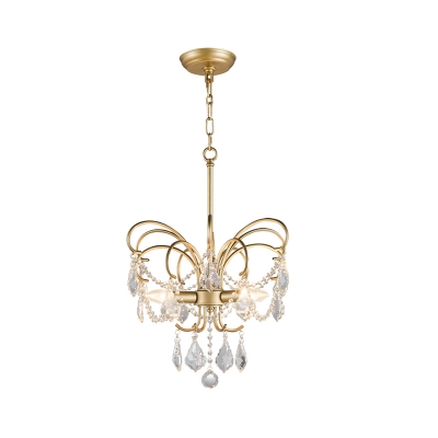 Metal Brass Pendant Lighting Butterfly Shaped 3 Bulbs Traditional Chandelier Light Fixture