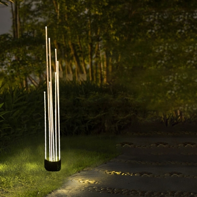 Optical Fiber Reed Ground Light Artistry 7/11-Light Black LED Landscape Light for Garden