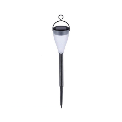 Outdoor LED Solar Stake Light Retro Black Lawn Lamp with Cone Plastic Shade, Warm/White Light