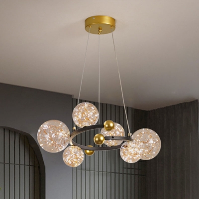 Postmodern Bubble Chandelier Clear Starry Glass 6/8/18 Lights Bedroom LED Ceiling Pendant in Gold/Black-Gold