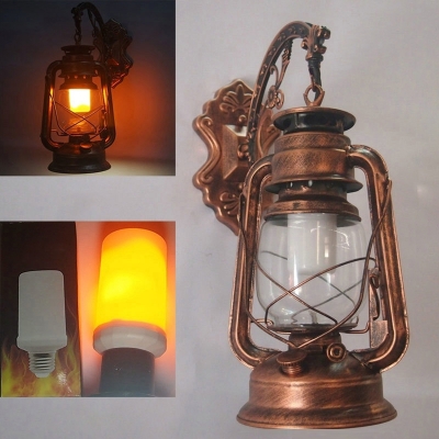 Single-Bulb Wall Hanging Lamp Nautical Dining Room Wall Lighting with Kerosene Clear Glass Shade in Black/Brass/Copper