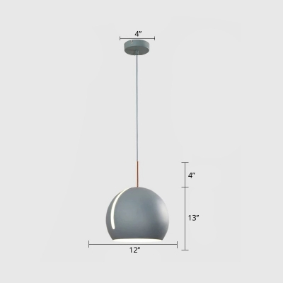 Small/Large Dome Ceiling Hang Light Macaron Metal 1-Light Pink/Blue/Green Suspension Lamp with Slit