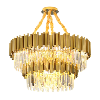 1/2-Tier Hanging Light Fixture Postmodern Crystal 21/22/27 Lights Gold Chandelier Pendant Light, 29.5