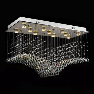 11 Lights Seagull Flush Mount Lighting Modern Stainless Steel Crystal Ceiling Light Fixture