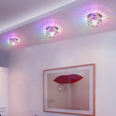 3/5w Modern Floweret Flush Ceiling Light Clear Crystal Living Room LED Flushmount Light in Warm/White/Multi-Color Light